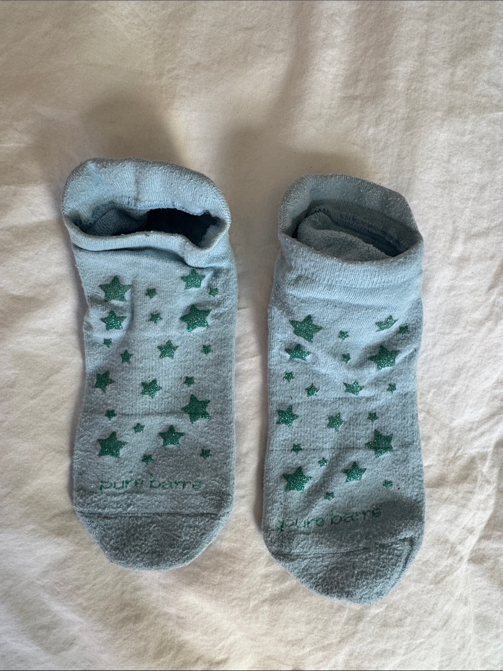 Pure Barre Light Blue Star Grip Ankle Socks
